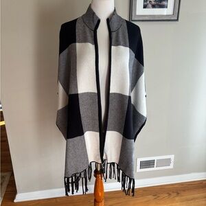 Christian Siriano Poncho Black and White Checkered